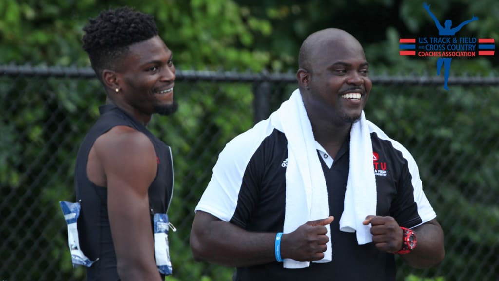 ART U Track and Field athlete Mobolade Ajomale with Coach Kevin LaSure