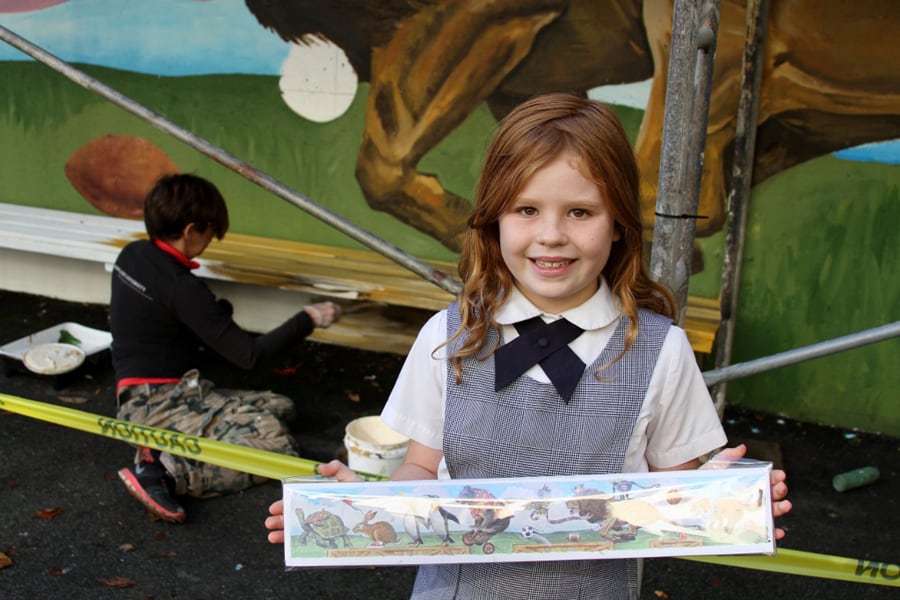 Academy Students Brighten St. Brigid School with an Inspiring Mural